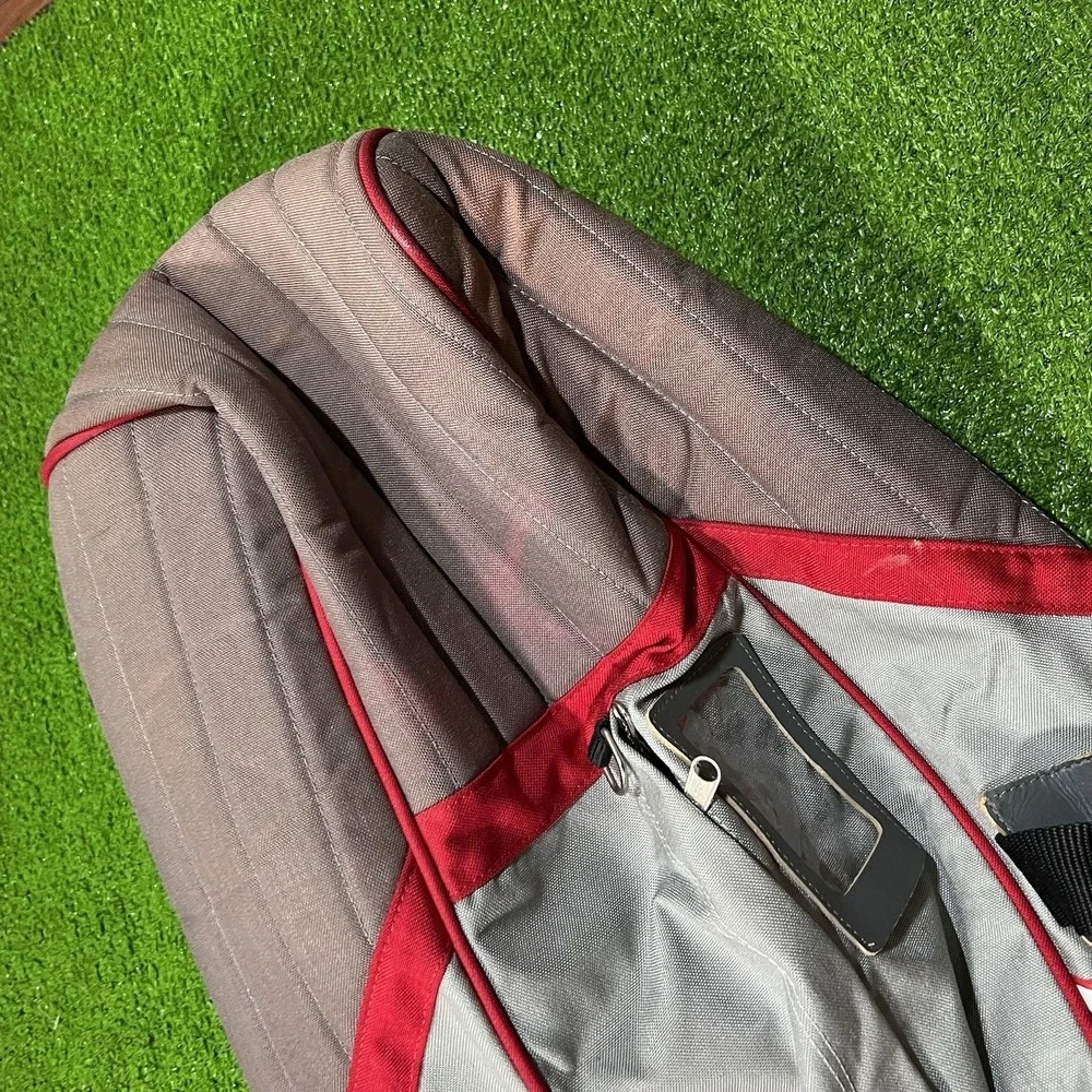 Vintage‎ Taylor Made Golf Zippered Travel Bag Gray Red 90s Padded & Hard Top